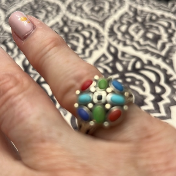 Navajo Bezel set Semi Precious stone Ring - Picture 3 of 3